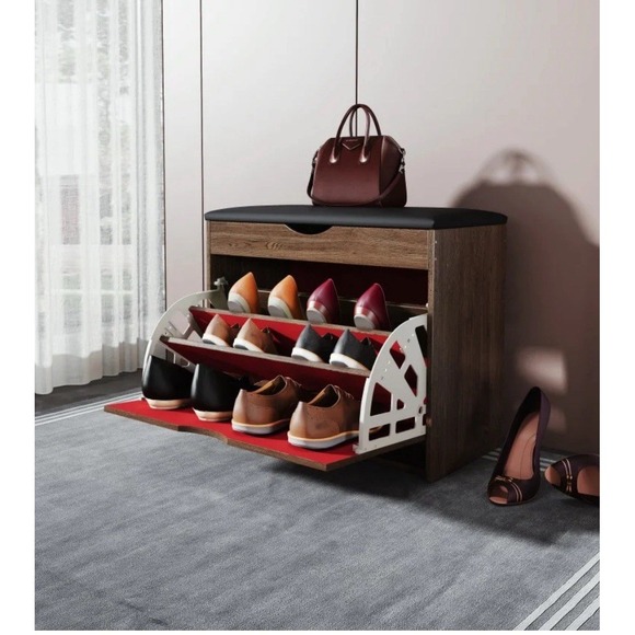 3-Tier Shoe Storage Cabinet w/ Doors - Space-Saving Multi-Shelf Organizer - Picture 2 of 9